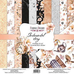 Набір паперу для скрапбукінгу Фабрика Декору FDSP-01067 Sentimental story 30,5*30,5см 10арк + бонус 200г/м2