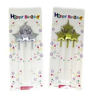Свічки-набір для торта Party Candles 4 свічки Зірки, золото-срібло RZ-2/7008/565755