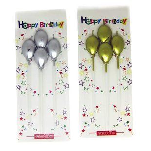 Свічки-набір для торта Party Candles 4 свічки Кульки, золото-срібло RZ-3/7008/565755