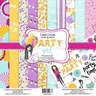 Набір паперу для скрапбукінгу Фабрика Декору FDSP-02063 Party girl 20*20см 10арк + бонус 200г/м2
