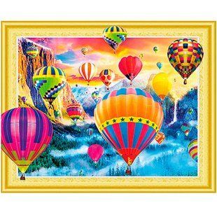 Алмазна мозаїка по номерам на холсті 40*50см Лидер 055 Повітряні кулі