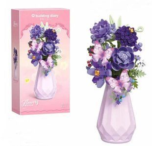 Конструктор 3D в вазе Flower Butterfly 9,5*20см, 418 дет №866067