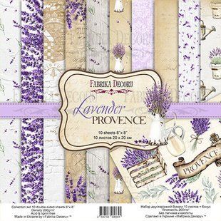 Набір паперу для скрапбукінгу Фабрика Декору FDSP-02064 Lavender Provence 20*20см 10арк + бонус 200г/м2