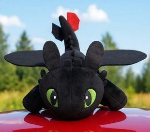 Игрушка мягкая Дракон Беззубик Черная фурия с креплением на авто 20см 2070