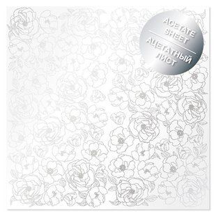 Ацетатный лист 30,5*30,5cм Фабрика Декору с фольгированием Silver Pion FDFMA-1-050