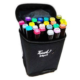 Маркер двустор. SketchMarker Touch чорні для паперу набір 24шт 2362-24/2828-24/40655 в текстиль чохлі