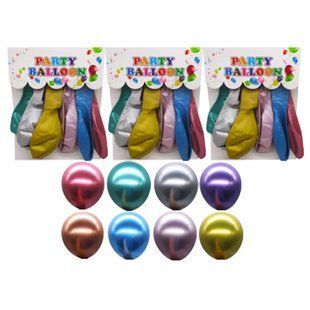 Шарик воздушный Party стандарт 30см металик Микс, набор 8 шт №1211-2