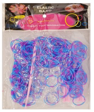 Резинки для плетения Rainbow Loom 200шт. зебра Фиолетово-синие 1340 +рогатка +крючок