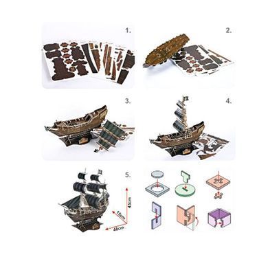Конструктор 3D CubicFun Корабель Помста Королеви Анни T4005h