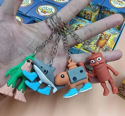 Игрушка фигурка брелок Брейнрот Бомбардиро Крокодило, Тунг Тунг Сахур 6-8см резиновая, в коробочке, модель ассорти 9747