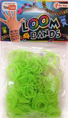 Резинки для плетения Rainbow Loom 300шт. однотонные полупрозрачные Зеленые 1915 +крючок