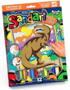 Набір для творчості DankoToys DT SA-01-08 Фреска Sand Art із піску, Дино Рекс