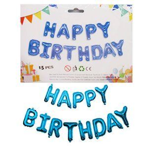Шарик воздушный набор Happy Birthday 13шт фигурные Blue 1215-B
