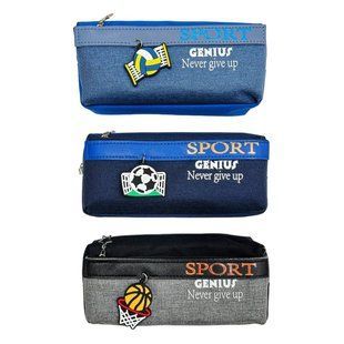 Пенал текстильный Лидер 21*9*6см, Sport Genius микс №5537