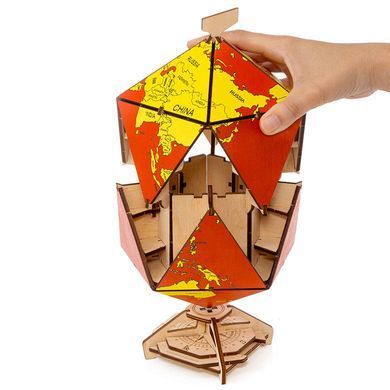 Деревянная сборная механическая 3D модель EVA Eco-Wood-ArtI COSAHEDRAL GLOBE (red) 001393