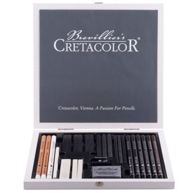 Набор для графики Cretacolor Black and White 25шт дерев. коробка 40025