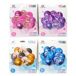 Повітряна кулька ЛИДЕР-ZYBalloon набір 15шт. 30см Мікс, асорті 1212-15-*
