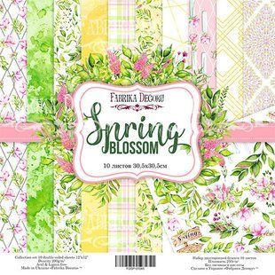 Набір паперу для скрапбукінгу Фабрика Декору FDSP-01045 Spring blossom 30,5*30,5см 10арк + бонус 200г/м2