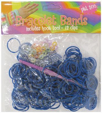 Резинки для плетения Rainbow Loom 300шт. однотонные Синие 1906/A-s111 +крючок