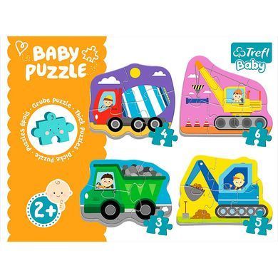Пазлы Trefl 4в1 Baby classic 36072 Строительные транспортные средства