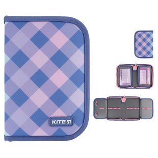 Пенал 1 відділення з 2 відворотами Kite мод 622 Purple Chequer K24-622-3