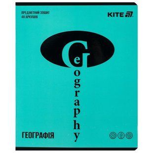 Зошит шкільний А5+ 48арк Kite предметний кл. Bright Географія K25-240-15