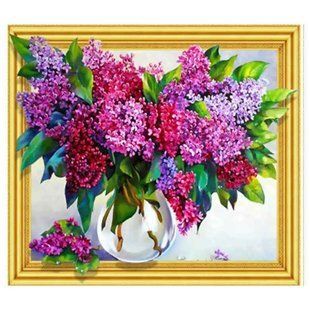 Алмазна мозаїка по номерам на холсті з 3D ефектом 40*50см Josef Otten ELT0435 Букет бузку