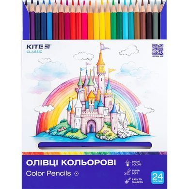 Олівці кольорові 24шт Kite Classic K-055
