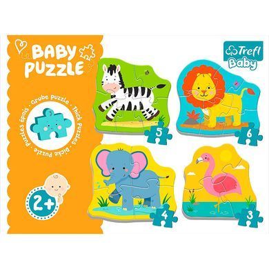 Пазлы Trefl 4в1 Baby classic 36073 Животные на сафари