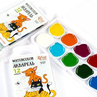 Краски акварельные 12 цв. Rosa Kids Cats без/к 301202