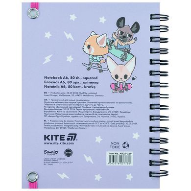 Блокнот на спіралі А6 80арк. Kite Aggretsuko AR25-229