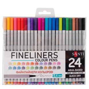 Капілярні ручки Santi лінер Fineliners набір різнокольорові 24шт 390994
