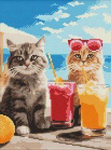 Алмазная мозаика по номерам на холсте - 30*40см Идейка АМО8145 Котики на отдыхе