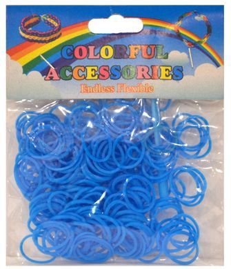 Резинки для плетения Rainbow Loom 200шт. однотонные Синие 8353 + крючок