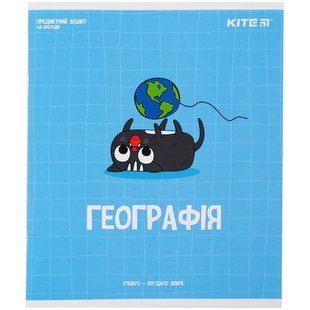 Зошит шкільний А5+ 48арк Kite предметний кл. Cat Географія K23-240-21