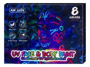 Аквагрим для лица маркеры 8цв. UV Face and Body Люминисцентные (светятся в темноте) AW1604/SA-0418