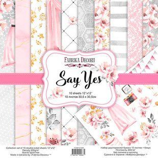Набір паперу для скрапбукінгу Фабрика Декору FDSP-01068 Say Yes 30,5*30,5см 10арк + бонус 200г/м2